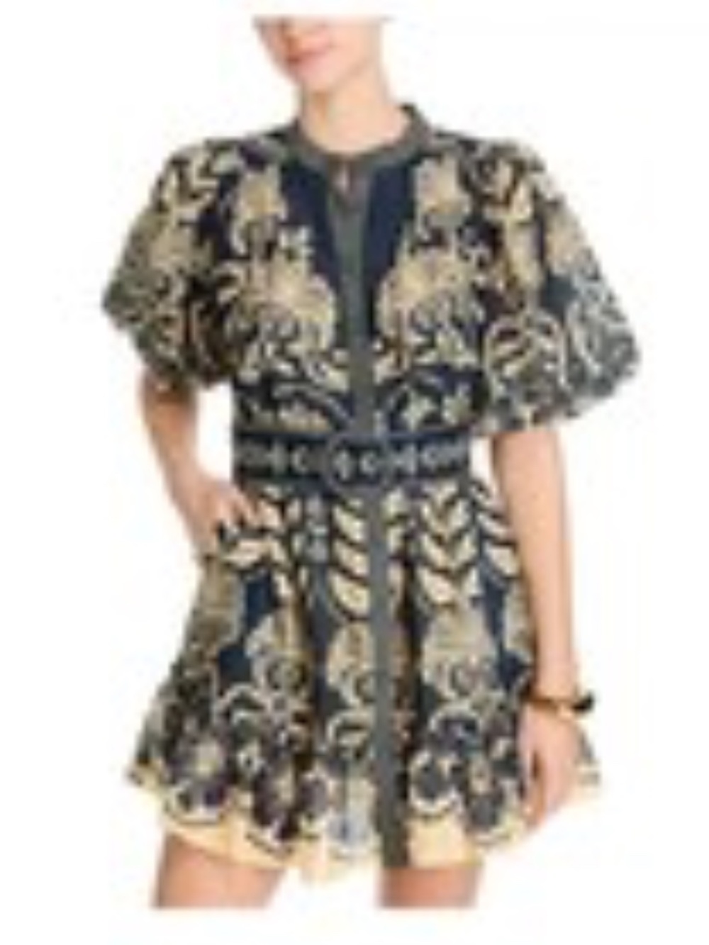 Farm Rio Navy Blue Ainika Tropical Splendor Mini Dress Size Medium - Picture 3 of 6